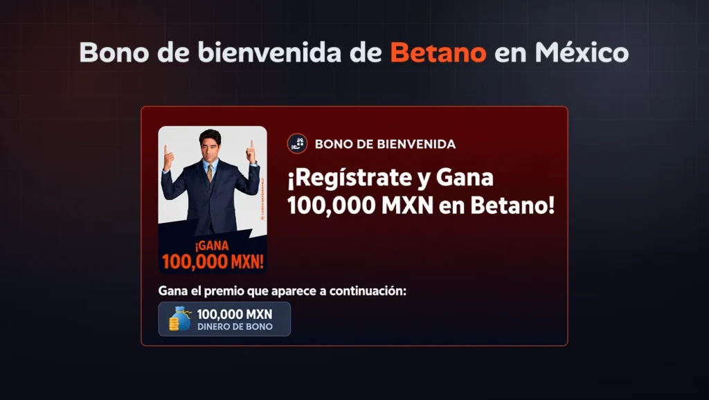 Bono de bienvenida de Betano en México con premio de casino