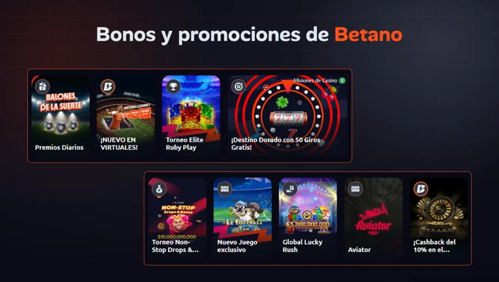 Bonos y promociones de Betano con ofertas de casino