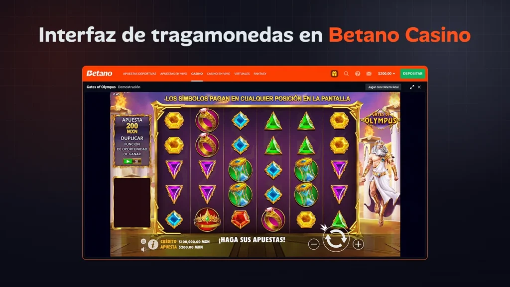Interfaz de una tragamonedas en Betano Casino