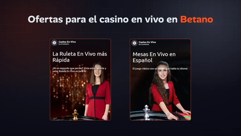 Ofertas para casino en vivo en Betano con crupier real