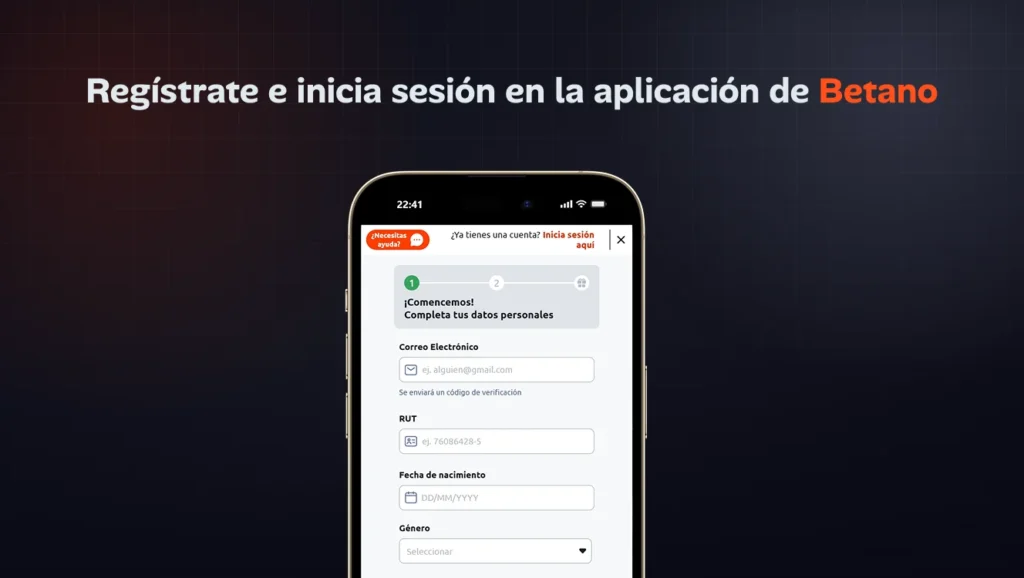Registro e inicio de sesión en la aplicación de Betano