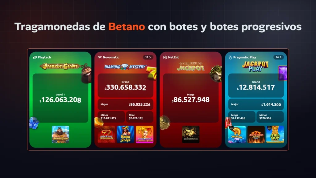 Tragamonedas de Betano con botes progresivos