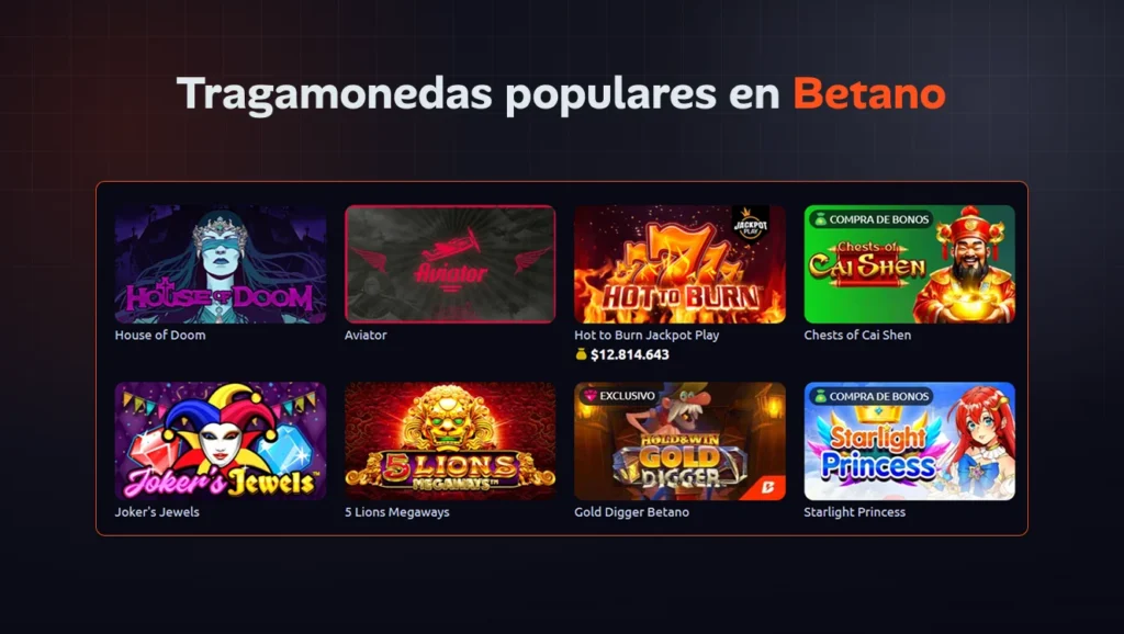 Tragamonedas populares dentro de Betano Casino